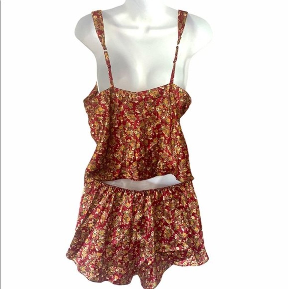 Cacique Red Floral Lingerie Tank and Shorts Set - Picture 4 of 7